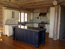 Blue and White Kitchen Cabinets, Log Home Big Sky MT