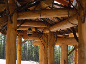 Bozeman, MT Unique twig roofing over walkway