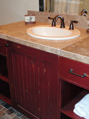 Red Bathroom Cabinets, Bozeman