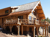 Log Home Balcony, Big Sky MT